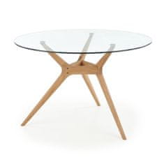 Halmar Okrúhly sklenený jedálenský stôl Ashmore - priehľadná / prírodná