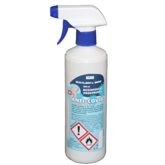 Eco Clean & Shine Anti-Covid alkoholová dezinfekcia rozprašovač 500 ml