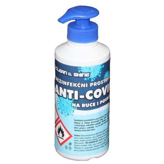 Eco Clean & Shine Anti-Covid alkoholová dezinfekcia pumpička 250 ml