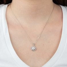 Lotus Silver Nežný strieborný náhrdelník s čírymi zirkónmi a syntetickou perlou LP3094-1 / 1