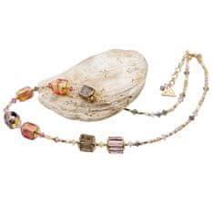 Lampglas Luxusný dámsky náhrdelník Glowing Desert s 24 karátovým zlatom v perlách Lampglas NCU13