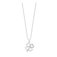 Lotus Silver Hravý strieborný náhrdelník s čírymi zirkónmi, štvorlístok LP3305-1/1
