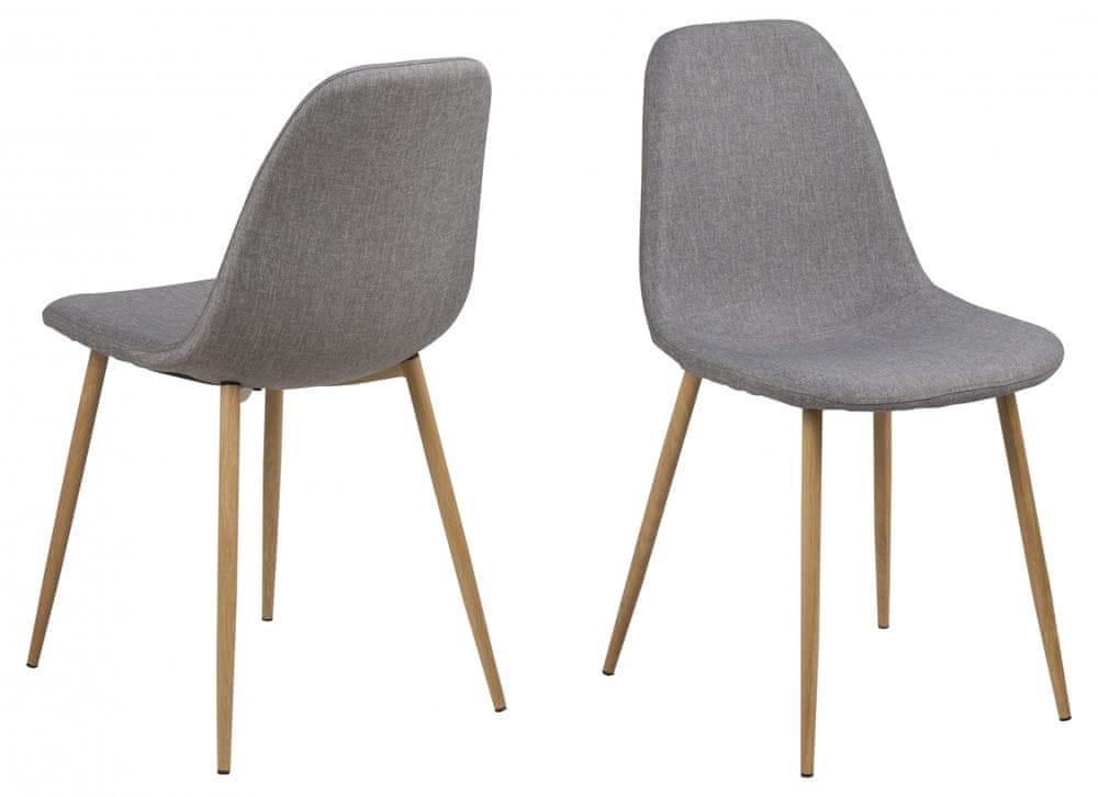 Design Scandinavia Jedálenská stolička Wilma (SET 4ks), tkanina, svetlo šedá / dub