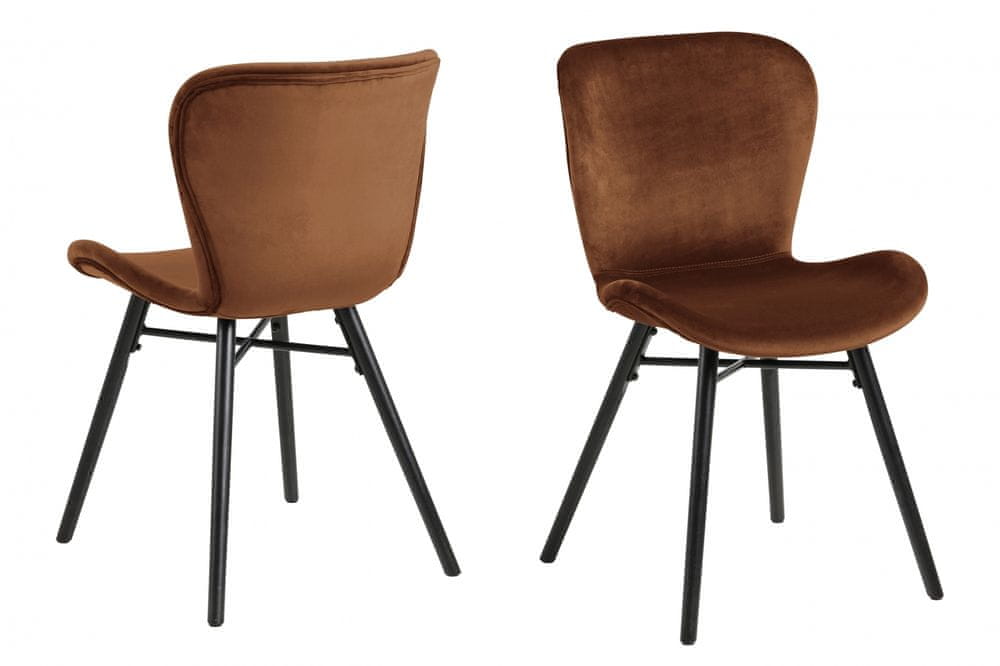 Design Scandinavia Jedálenská stolička Batilda (SET 2ks), zamat, červenohnedá
