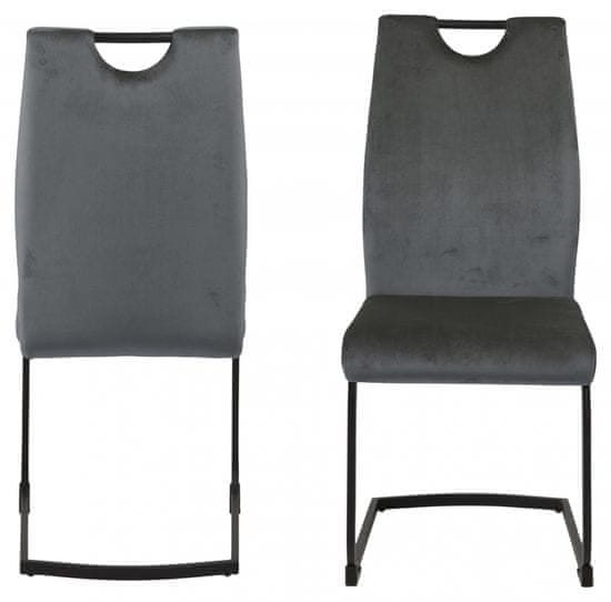 Design Scandinavia Jedálenská stolička Ulla (SET 2ks), zamat, tmavo šedá