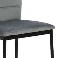 Design Scandinavia Jedálenská stolička Dia (SET 4ks), zamat, tmavo šedá