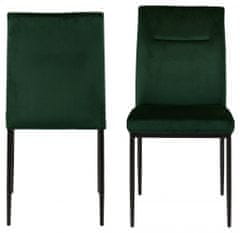 Design Scandinavia Jedálenská stolička Demi (SET 2ks), zamat, tmavo zelená