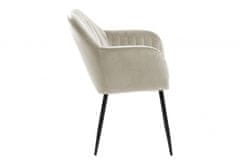 Design Scandinavia Jedálenská stolička s opierkami Ema, zamat, béžová / čierna