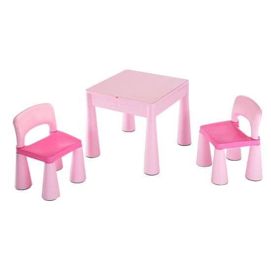 NEW BABY Súprava detského stola a dvoch stoličiek ružovej farby