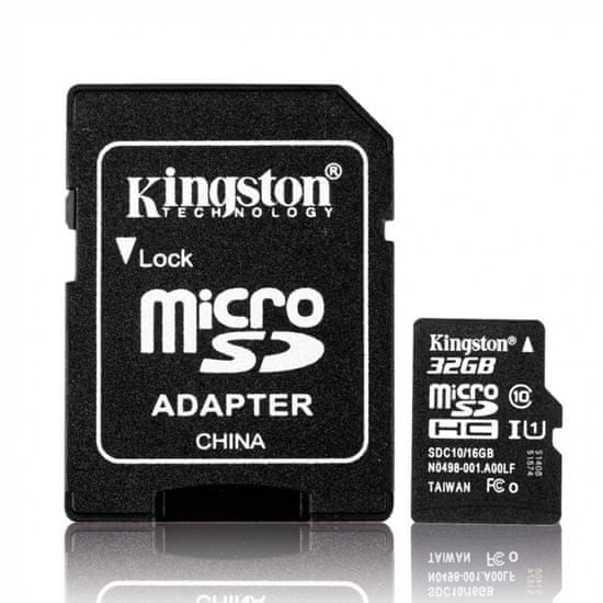 Kingston microSDHC 32GB UHS-I U1 + adaptér SDC10G2/32GB