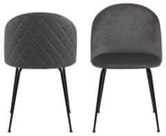 Design Scandinavia Jedálenská stolička Louise (SET 2ks), zamat, tmavo šedá