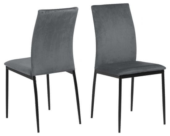 Design Scandinavia Jedálenská stolička Demina (SET 4ks), zamat, tmavo šedá