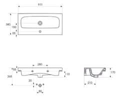 CERSANIT Moduo Slim BOX skrinkové umývadlo 80x38cm, biela, K116-012