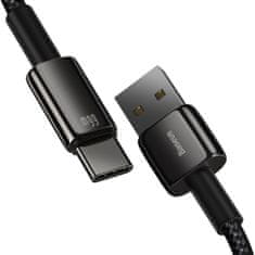 BASEUS Tungsten kábel USB / USB-C QC 66W 6A 2m, čierny