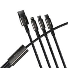 BASEUS Tungsten 3in1 kábel USB - Lightning / USB-C / Micro USB 3.5A 1.5m, čierny