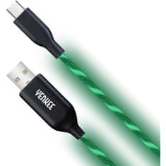 Yenkee USB kábel YCU 341 GN LED USB C kabel / 1m