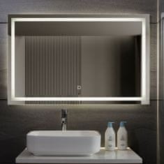 Greatstore AQUAMARIN kúpeľňové zrkadlo s LED osvetlením, 110 x 70 cm