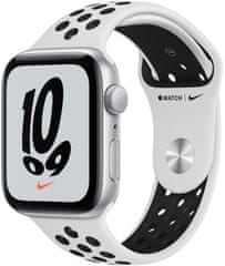 Apple Watch Nike SE, 44 mm Silver Aluminium Case with Pure Platinum/Black Nike Sport Band (MKQ73HC/A)
