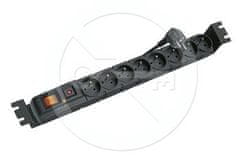 Solarix Napájací panel ACAR S8 FA 3m 8 pozícií BK vrátane držiakov do 19" líšt 1U, ACAR-S8-FA