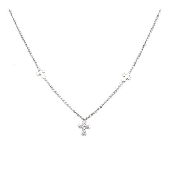 Amen Originálne strieborný náhrdelník s krížikmi Pray, Love CLCCZB3