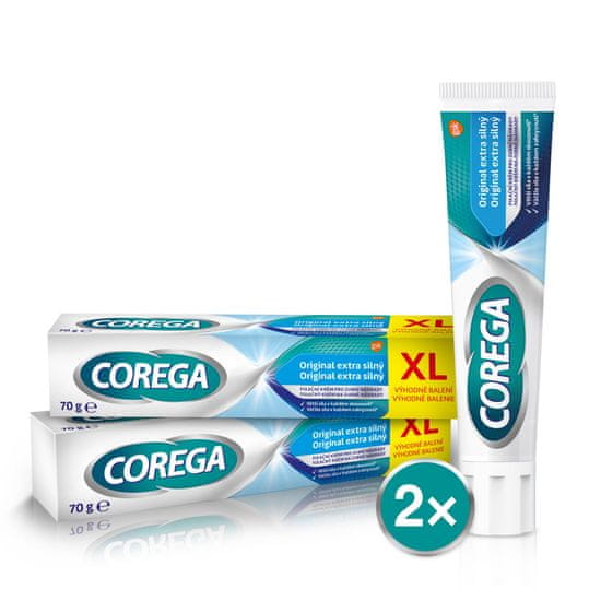 Corega fixačný krém pre zubnú náhradu Original extra silný XL 2x70g