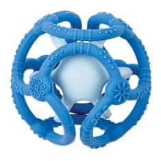 Nattou Hryzátko silikónové lopta 2v1 bez BPA 10 cm modrá