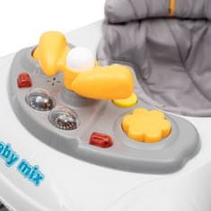 Baby Mix Detské chodítko s volantom a silikónovými kolieskami sivá