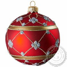 Decor By Glassor  Vianočná banka červená zlatý dekor (Veľkosť: 10)