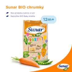 Sunar BIO Party mix, hráškové a mrkvové detské chrumky 6 x 45 g
