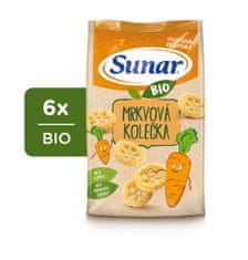 Sunar BIO detské chrumky mrkvové kolieska 6 x 45 g