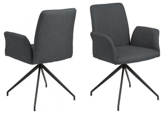 Design Scandinavia Jedálenská stolička s opierkami Naya, textil, tmavo šedá