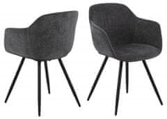 Design Scandinavia Jedálenská stolička s opierkami Noella, textil, tmavo šedá