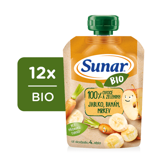 Sunar BIO kapsička Jablko, banán, mrkva 12x 100 g