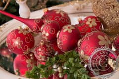 Decor By Glassor Vianočný špic červený zlaté kvety
