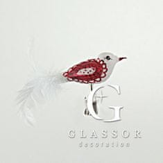 Decor By Glassor Skleněný ptáček bílý