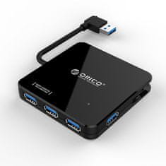 Orico 4 portový USB 3.0 ultra-mini HUB s 20cm skladacím káblom USB 3.0-čierny; C3H4-BK