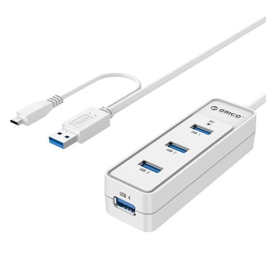 Orico 4 portový USB3.0 HUB s funkciou OTG, biely; W5PH4-S1-WH