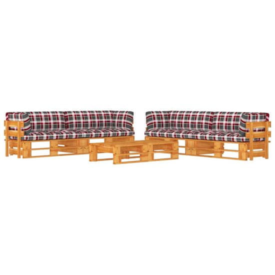 Vidaxl 6-dielna sedacia súprava z paliet, borovicové drevo, medovo hnedá