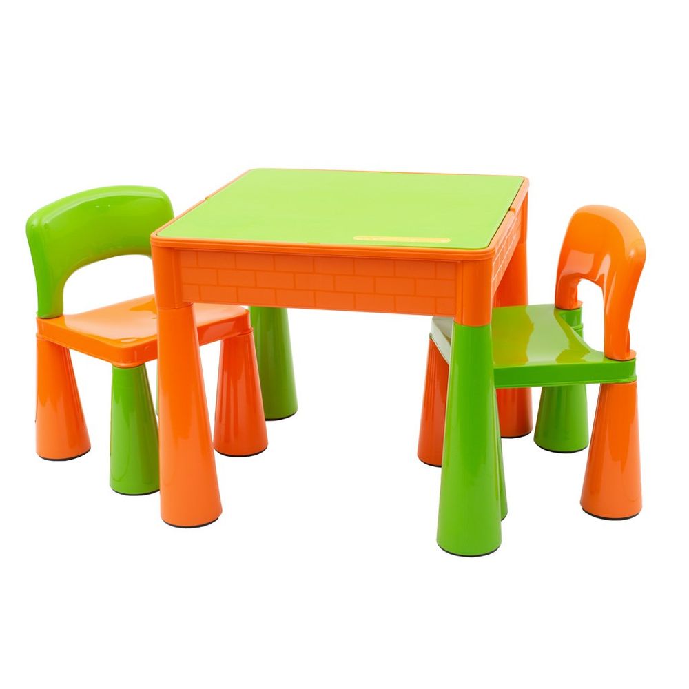 NEW BABY Detská súprava stôl a dve stoličky oranžová