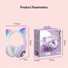 Alum online Bezdrôtové slúchadlá s mačacími ušami - K6133, fialové