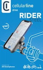 CellularLine Univerzálny hliníkový držiak mobilného telefónu Rider Steel na riadidlá pre motorku aj bicykel, čierny (MOTOHOLDERALUK)