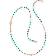 Amen Ružovo pozlátený strieborný náhrdelník s kryštálmi Rosary CRORV3