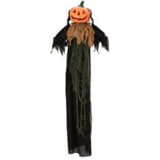 Europalms Halloweenska postava s tekvicovú hlavou, s animáciami, na zavesenie, 115 cm