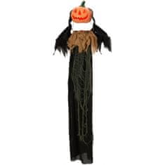 Europalms Halloweenska postava s tekvicovú hlavou, s animáciami, na zavesenie, 115 cm