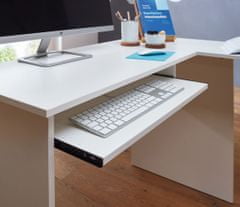 Bruxxi Rohový písací stôl Buero, 140 cm, biela