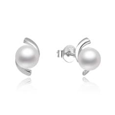 Beneto Elegantné strieborné perlové náušnice AGUP2668P