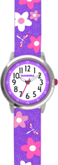 CLOCKODILE Kvetinové fialové trblietavé dievčenské hodinky KVETY