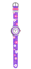 CLOCKODILE Kvetinové fialové trblietavé dievčenské hodinky KVETY