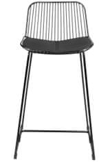 KINGHOME Barová stolička MILES 66 cm, čierna, kovová, koženka