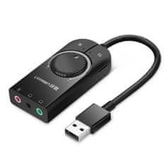 Ugreen CM129 USB externá zvuková karta 15cm, čierna